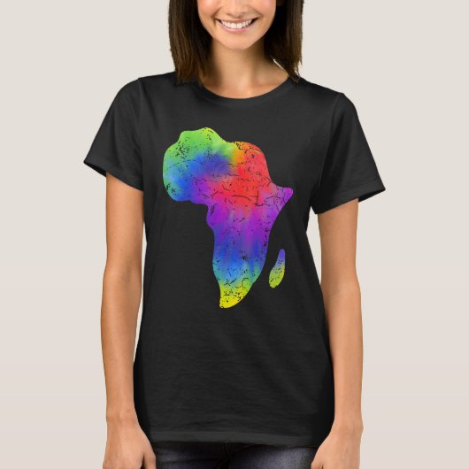 Africa Map Reggae Rasta Tie Dye Black African Amer T-Shirt (Vorderseite)