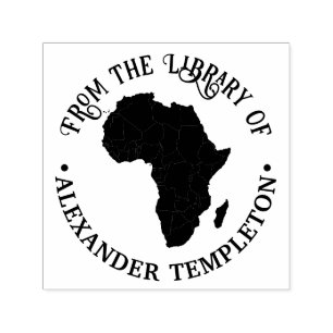 Africa Map Silhouette "From the Library" Name Permastempel