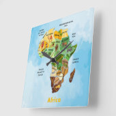 Africa Map Square Wall Clock Quadratische Wanduhr (Winkel)