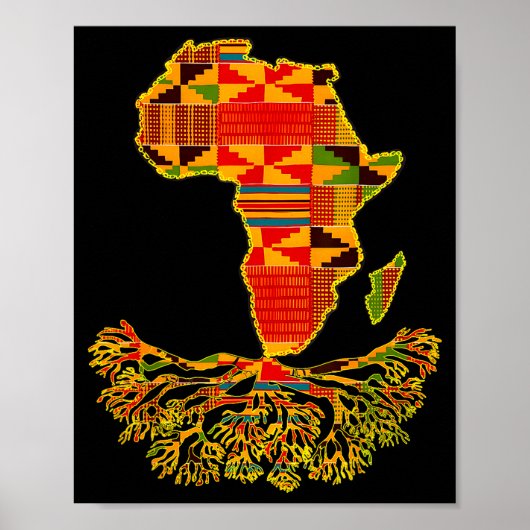 Africa Map Traditional Kente Cloth African Roots C Poster (Vorne)
