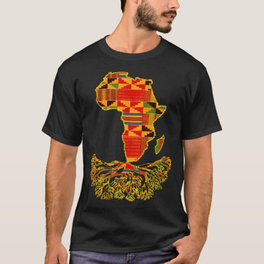 Africa Map Traditional Kente Cloth African Roots C T-Shirt (Vorderseite)