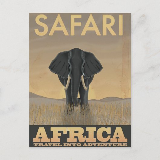 Africa Safari Vintage Reiseplakat Postkarte (Vorderseite)