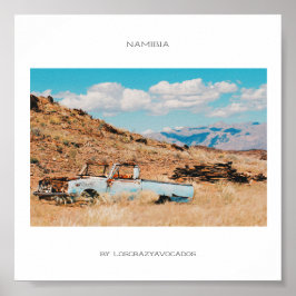Africa Savannah Grass Car Mountains Namibia Poster