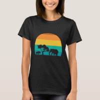 Africa Sunset With Elephant And Gnu Retro