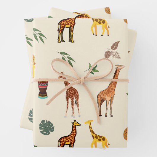 Africa Themed Giraffe Geschenkpapier Set (Beispiel)