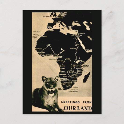 Africa Vintag Map Postcard Postkarte (Vorderseite)