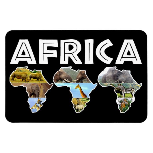 Africa Wildlife Continent Trio Collage Magnet (Horizontal)