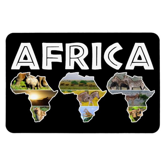 Africa Wildlife Continent Trio Collage Magnet (Horizontal)