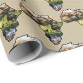 Africa Wildlife Map Collage Geschenkpapier (Rolleneckpunkt)