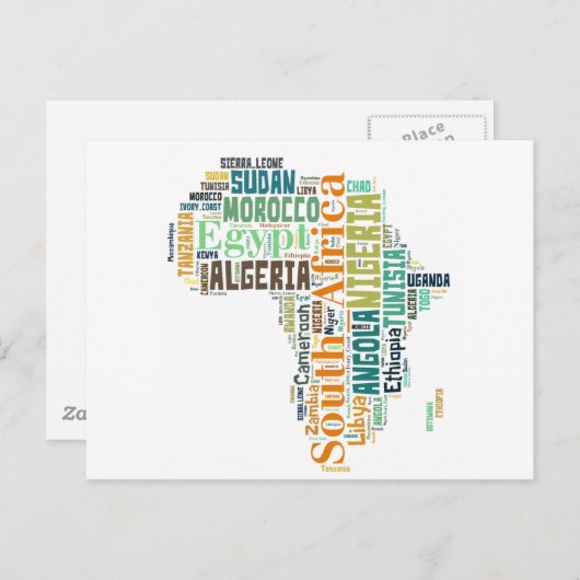 Africa Word Art Postkarte (Vorne/Hinten)