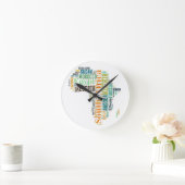 Africa Word Art Runde Wanduhr (Zuhause)
