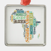 Africa Word Art Silbernes Ornament (Vorne)