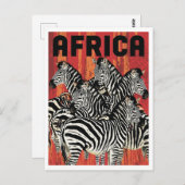 Africa Zebra Safari Vintage Art Postkarte (Vorne/Hinten)
