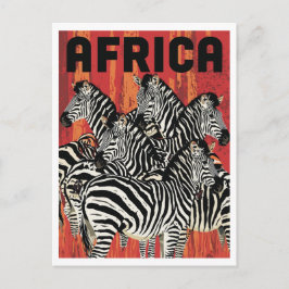 Africa Zebra Safari Vintage Art Postkarte