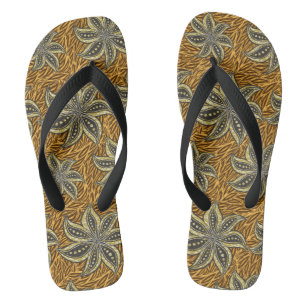 African Abstrakt Floral Batik Style Badesandalen