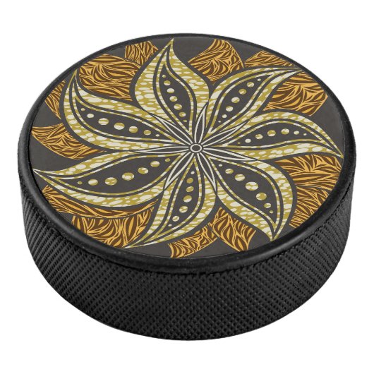 African Abstrakt Floral Batik Style Eishockey Puck (3/4)