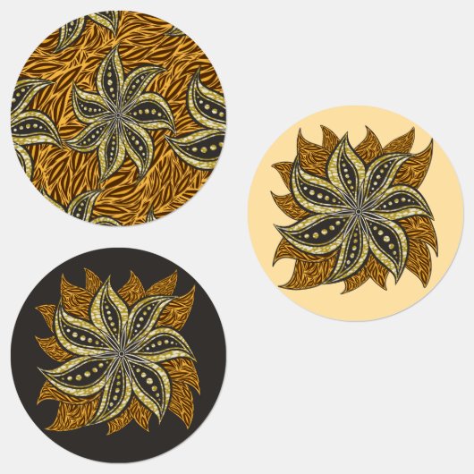 African Abstrakt Floral Batik Style Etiketten (Gruppe)