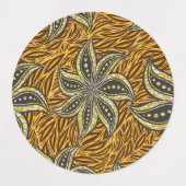 African Abstrakt Floral Batik Style Etiketten (Design 1)