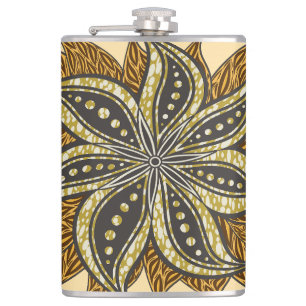 African Abstrakt Floral Batik Style Flachmann