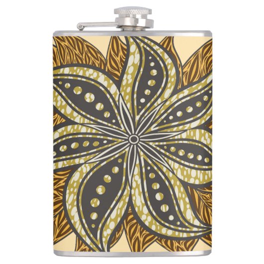 African Abstrakt Floral Batik Style Flachmann (Vorderseite)