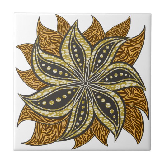 African Abstrakt Floral Batik Style Fliese (Vorderseite)