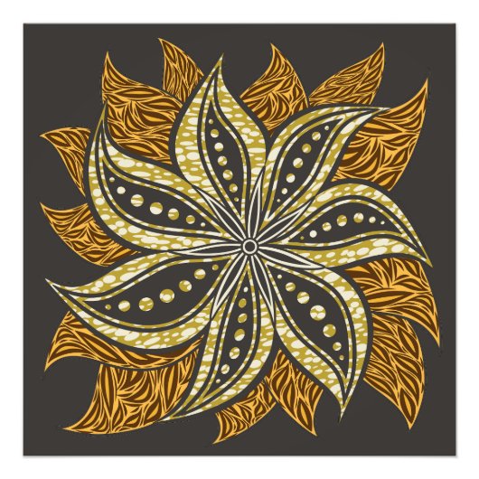 African Abstrakt Floral Batik Style Fotodruck (Vorne)