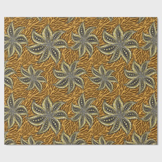 African Abstrakt Floral Batik Style Geschenkpapier (Flach)
