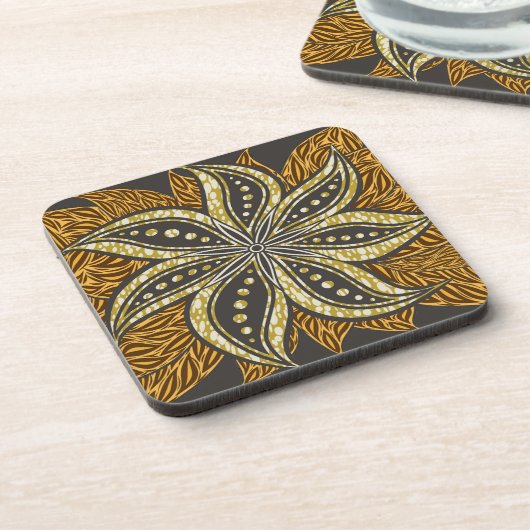 African Abstrakt Floral Batik Style Getränkeuntersetzer (Linke Seite)