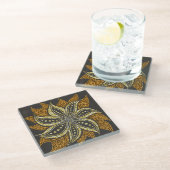 African Abstrakt Floral Batik Style Glasuntersetzer (Schrägansicht)