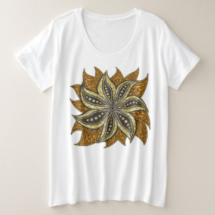 African Abstrakt Floral Batik Style Große Größe T-Shirt