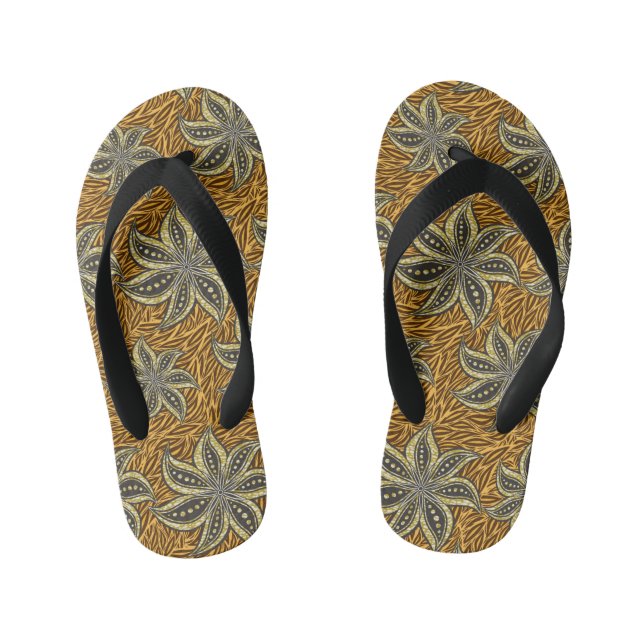 African Abstrakt Floral Batik Style Kinderbadesandalen (Fußbett)