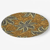 African Abstrakt Floral Batik Style Pappteller (Schrägansicht)