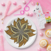 African Abstrakt Floral Batik Style Pappteller (Party)