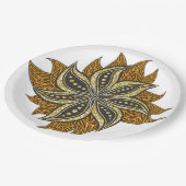 African Abstrakt Floral Batik Style Pappteller (Schrägansicht)