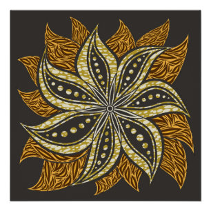 African Abstrakt Floral Batik Style Poster