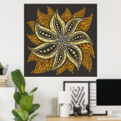 African Abstrakt Floral Batik Style Poster (Heimbüro)