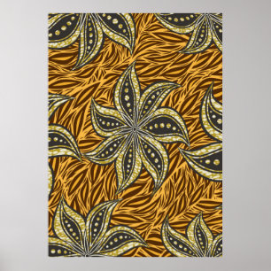 African Abstrakt Floral Batik Style Poster