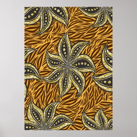 African Abstrakt Floral Batik Style Poster (Vorne)