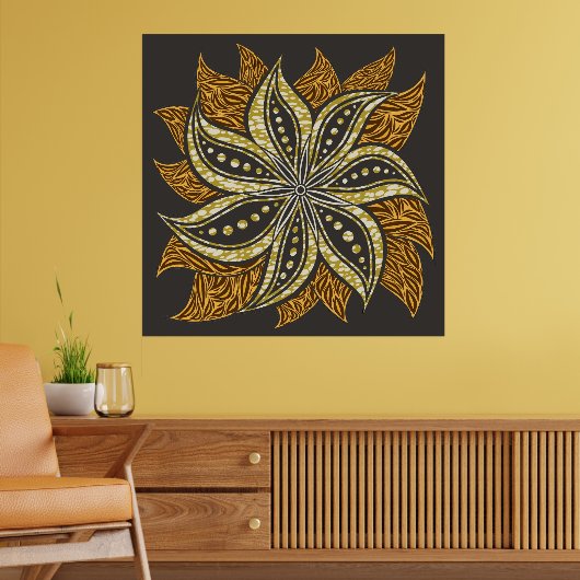 African Abstrakt Floral Batik Style Poster (Wohnzimmer 2)
