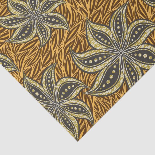 African Abstrakt Floral Batik Style Seidenpapier (Detail)