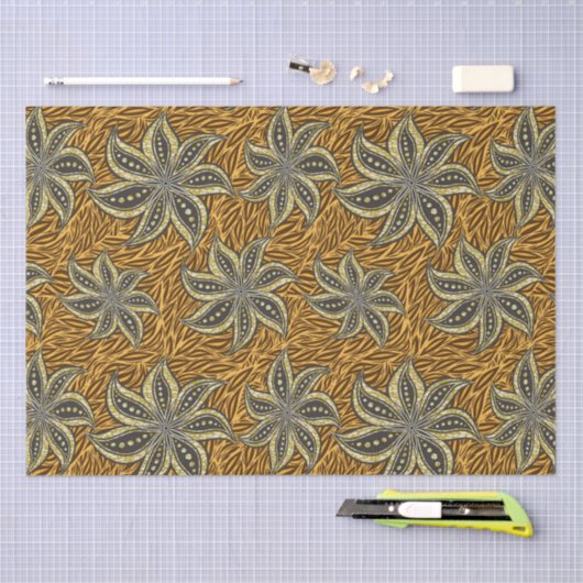 African Abstrakt Floral Batik Style Seidenpapier (Handwerk)