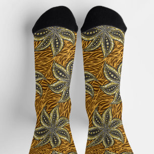 African Abstrakt Floral Batik Style Socken
