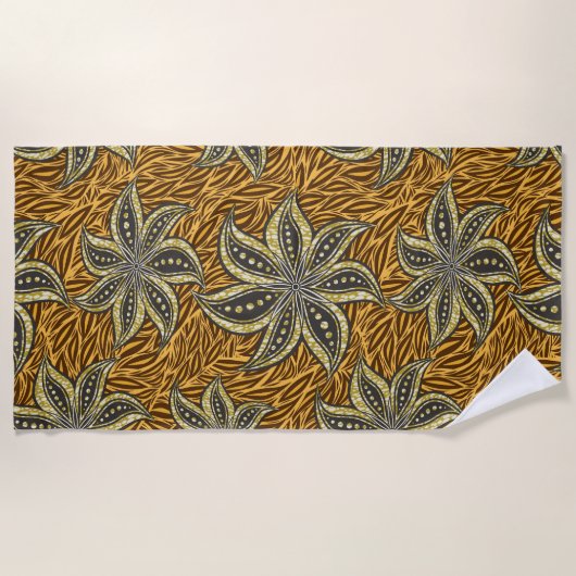 African Abstrakt Floral Batik Style Strandtuch (Vorderseite)