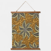 African Abstrakt Floral Batik Style Wandteppich Mit Holzrahmen (Vorderseite)