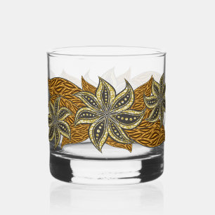 African Abstrakt Floral Batik Style Whiskyglas