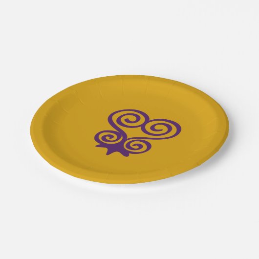 African Adinkra Symbol (Sankofa) Pappteller (Schrägansicht)