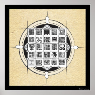 African Adinkra und Kufic Arabic on Perchment Poster