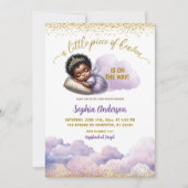 African Afro Girl Lila Little Angel Baby Dusche Einladung (Vorderseite)