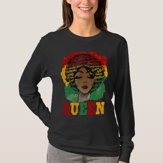 African Afro Queen Strong Black Women Black Histor T-Shirt (Vorderseite)