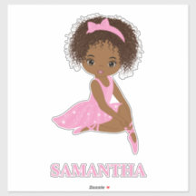African Amecan Ballerina Girl Vinyl Sticker